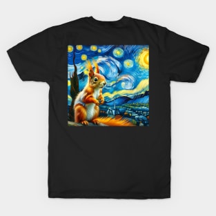 Starry Night Squirrel Tee - A Celestial Celebration for Squirrel Appreciation Day T-Shirt